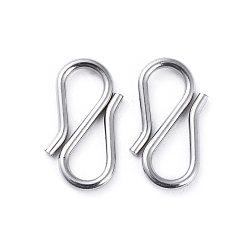 Stainless Steel Color 304 Stainless Steel S Hook Clasps, Stainless Steel Color, 12.5~13x6.5~7x1mm