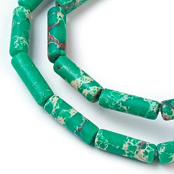 Medium Sea Green Synthetic Imperial Jasper Beads Strands, Dyed, Column, Medium Sea Green, 13~15x4.5mm, Hole: 1mm, about 28~29pcs/strand, 14.96 inch(38cm)