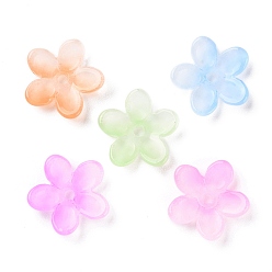 Mixed Color Transparent Baking Paint Glass Beads, Flower, Mixed Color, 15.5x14x4mm, Hole: 1.8mm