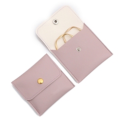 Thistle PU Leather Jewelry Pouches, Jewelry Gift Bags with Snap Button, for Ring Necklace Earring Bracelet, Square, Thistle, 8x8cm