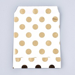 Gold Polka Dot Pattern Eco-Friendly Kraft Paper Bags, Gift Bags, Shopping Bags, Rectangle, Gold, 18x13x0.01cm