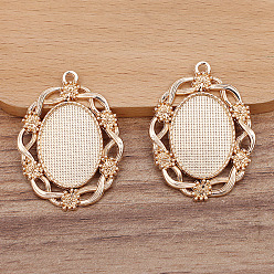 Light Gold Alloy Pendant Cabochon Settings, Oval, Light Gold, tray: 18x25mm, 44x33mm