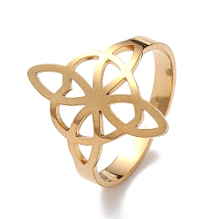 Oro Corazón con nudo de marinero 304 anillo hueco abierto de acero inoxidable para mujer, dorado, diámetro interior: 18 mm