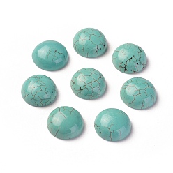 Turquoise Natural Howlite Cabochons, Dyed, Half Round, Turquoise, 12x5mm