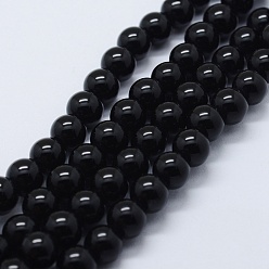 Black Onyx Natural Black Onyx Beads Strands, Dyed & Heated, Round, 8mm, Hole: 1.2mm, about 48pcs/strand, 14.37 inch(36.5cm)