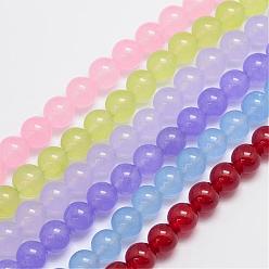 Mixed Color Natural & Dyed Malaysia Jade Bead Strands, Round, Mixed Color, 14mm, Hole: 1.0mm, about 27pcs/strand, 15 inch