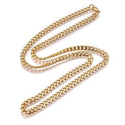 Золотой 304 из нержавеющей стали цепью кубинский ссылка ожерелья, с карабин-лобстерами , золотые, 23.4 дюйм (59.5 см), 5 мм