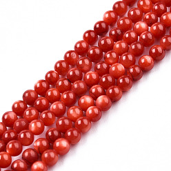 Roja Cuentas de concha de perla natural hebras, teñido, rondo, rojo, 3 mm, agujero: 0.7 mm, sobre 122~124 unidades / cadena, 14.76 pulgada ~ 14.96 pulgada (37.5~38 cm)