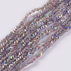 Chardon Perles en verre electroplate, de couleur plaquée ab , triangle, chardon, 2.2~3x3~4.7x2~3mm, Trou: 0.7mm, Environ 171~181 pcs/chapelet, 12.4 pouces ~ 14.84 pouces (31.5~37.7 cm)