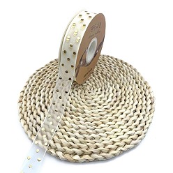 Round 50 Yards Gold Stamping Organza Ribbon, Polyester Printed Ribbon, for Gift Wrapping, Party Decorations, Round, 1 inch(25mm)