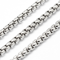 Real Platinum Plated Brass Venetian Chains, Lead Free & Nickel Free & Cadmium Free, Real Platinum Plated, 2x2mm