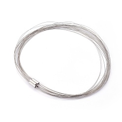 Raw Tiger Tail Wire Necklace Making, with Magnetic Clasps, Stainless Steel Color, Raw, 145~150x0.38mm