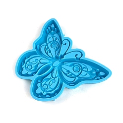 Deep Sky Blue Butterfly DIY Silicone Molds, Resin Casting Molds, For UV Resin, Epoxy Resin Jewelry Pendants Making, Deep Sky Blue, 120x155x17mm