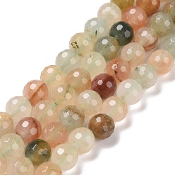 Other Jade Natural Gemstone Beads Strands, Faceted(128 Facets), Round, 8.5mm, Hole: 1.2mm, about 45pcs/strand, 14.76''(37.5cm)
