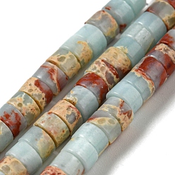 Turquoise Pálido Hebras de cuentas teñidas de jaspe imperial sintético., disco, perlas heishi, turquesa pálido, 4~4.5x2~3 mm, agujero: 0.7 mm, sobre 140~141 unidades / cadena, 14.88''~15.12" (37.8~38.4 cm)
