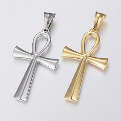 Mixed Color 304 Stainless Steel Pendants, Ankh Cross, Mixed Color, 44.5x25x3mm, Hole: 10x4mm