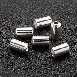 925 Sterling Silver Plated Brass Cord End, End Caps Long-Lasting Plated, Column, 925 Sterling Silver Plated, 5x3mm, Hole: 1mm, Inner Diameter: 1.5mm