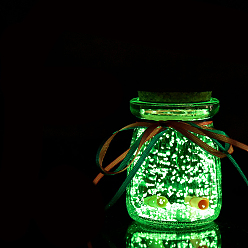 Весенне-зеленый Светящаяся стеклянная бутылка желаний с лентой произвольного цвета, светится в темноте, Звездное небо оригами звезда баночка дрейфующая бутылка для декора спальни подарок настольные украшения, весенний зеленый, 53x75 мм