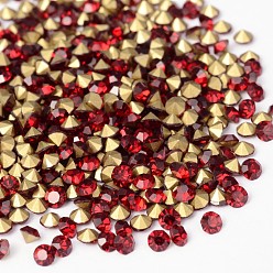Siam Back Plated Grade A Diamond Glass Pointed Rhinestone, Siam, 1.7~1.8mm, about 1440pcs/bag