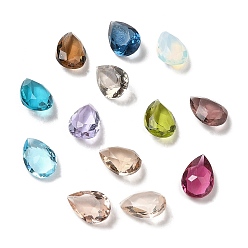 Mixed Color Pointed Back Glass Rhinestone Cabochons, Teardrop, Faceted, Mixed Color, 10x6x4~4.5mm