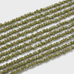 Olive Chapelets de perles en verre, imitation verre de jade, facette, polygone, olive, 2.5x2.5x2.5mm, Trou: 0.7mm, Environ 150 pcs/chapelet, 13.39'' (34 cm)