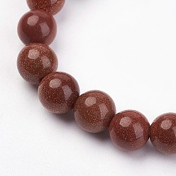 Goldstone Synthetic Goldstone Stretch Bracelets, Round, 48mm(1-7/8 inch), Bead: 8mm in diameter.