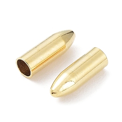 Real 24K Gold Plated 304 Stainless Steel Cord Ends, Bullet, Real 24K Gold Plated, 7.5x2.5mm, Hole: 2mm