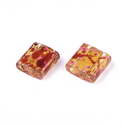 Rose Chaud 2 - Perles de rocaille en verre transparent, , rectangle, rose chaud, 5x4.5~5.5x2~2.5mm, Trou: 0.5~0.8mm