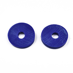 Bleu Foncé Perles d'argile polymère faites à la main respectueuses de l'environnement, disque / plat rond, perles heishi, bleu foncé, 6x1mm, Trou: 2mm, environ23500 pcs / 1000 g