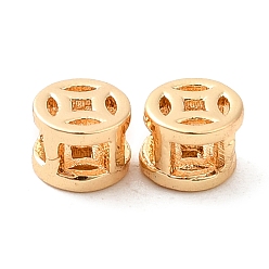 Real 18K Gold Plated Brass Slide Charms, Column with Copper Coins, Real 18K Gold Plated, 4x3mm, Hole: 1.5x1.8mm
