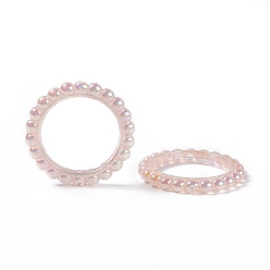 Misty Rose UV Plating Opaque Acrylic Beads Frames, Flower Ring, Misty Rose, 42.5x43x5.5mm, Hole: 2.5mm, Inner Diameter: 31mm