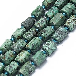 African Turquoise(Jasper) African Turquoise(Jasper) Beads Strands, Frosted, Nuggets, 6~9x6~7x6~7mm, Hole: 0.8mm, about 37~40pcs/strand, 16.34''(41.5cm)