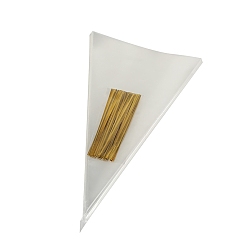 Белый 50шт треугольные пластиковые пакеты для конфет, с витыми галстуками, белые, 300x160x0.12 мм