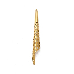 Golden Multi-hole Brass Pendants, Cone, Golden, 44x6x6mm, Hole: 0.9mm