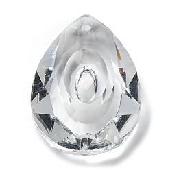 Clear Transparent Glass Pendants, Faceted, Teardrop, for Chandelier Crystal Hanging Pendants, Clear, 37.5x26x11.5mm, Hole: 1.8mm