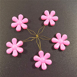 Fuchsia Steel Sewing Needle Devices, Threader, Thread Guide Tool, with Plastic Flower, Fuchsia, 45mm