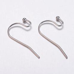 Stainless Steel Color 304 Stainless Steel Earring Hooks, Stainless Steel Color, 11x20.5x2mm, 20 Gauge, Pin: 0.8mm