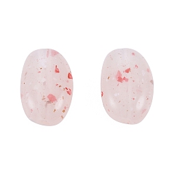 Rose Brumeux Perles acryliques opaques style pierre marbrée, ovale, rose brumeuse, 14~14.5x9~9.5x5~5.5mm, Trou: 1.8mm