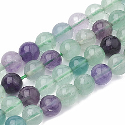 Fluorite Natural Fluorite Beads Strands, Round, 4mm, Hole: 1mm, about 87~90pcs/strand, 15 inch