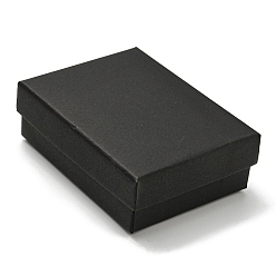Черный Картонные коробки для упаковки ювелирных изделий, с губкой внутри, для колец, маленькие часы, , Серьги, , прямоугольные, чёрные, 8.9x6.85x3.1 см