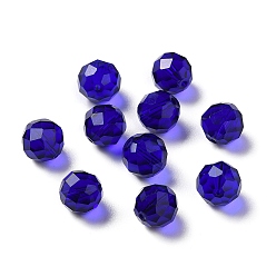 Dark Blue Glass Imitation Austrian Crystal Beads, Faceted, Round, Dark Blue, 10mm, Hole: 1mm