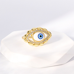 Horse Eye Evil Eye Stainless Steel Open Cuff Rings for Women, Golden, Horse Eye, No Size