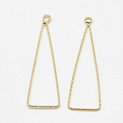 Real 18K Gold Plated Brass Pendants, Triangle, Real 18K Gold Plated, 37x11.5x0.5mm, Hole: 1.5mm