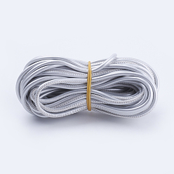 Серебро ПУ кожаные шнуры, для изготовления ювелирных изделий, круглые, серебряные, 3 мм, около 10 ярдов / пучков (9.144 м / пучок)