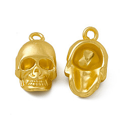 Matte Gold Color Rack Plating Alloy Pendants, Cadmium Free & Nickel Free & Lead Free, Skull Charm, Matte Gold Color, 20.5x11.5x7.5mm, Hole: 2.1mm