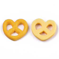 Gold Resin Decoden Cabochons, Imitation Food Biscuits, Heart, Gold, 23~24x25~26x5mm