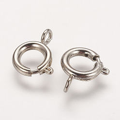 Platinum Brass Spring Ring Clasps, Great for Jewelry Making, Platinum, 9mm, Hole: 1.5mm
