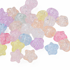 Couleur Mélangete Transparent perles acryliques craquelés, étoiles, couleur mixte, 11x11.5x9.5mm, Trou: 2mm, environ880 pcs / 500 g