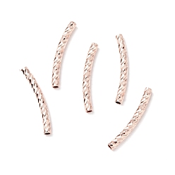 Rose Gold Rack Plating Brass Curved Tube Beads, Cadmium Free & Lead Free, Long-Lasting Plated, Rose Gold, 20x2mm, Hole: 1.2mm