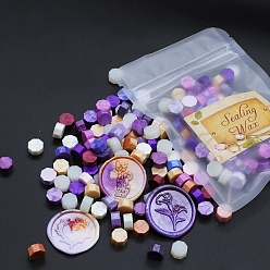 Purple Sealing Wax Particles, for Retro Seal Stamp, Octagon, Purple, 9mm, about 100pcs/bag
